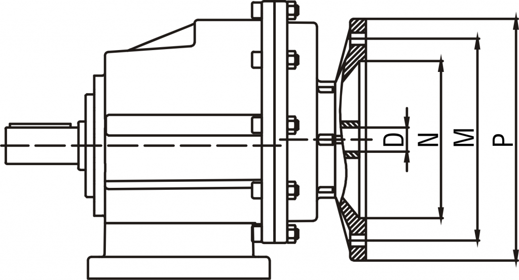 Присоединительные размеры входного фланца редуктора типа TRC.png Присоединительные размеры входного фланца редуктора типа TRC.png